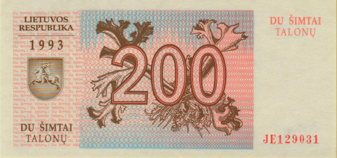 Lithuania 200 1993 UNC P-45